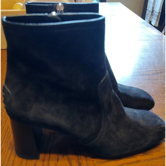 TOD's Black Suede Ankle Boots Mid Heel Size 37 - Picture 2 of 8